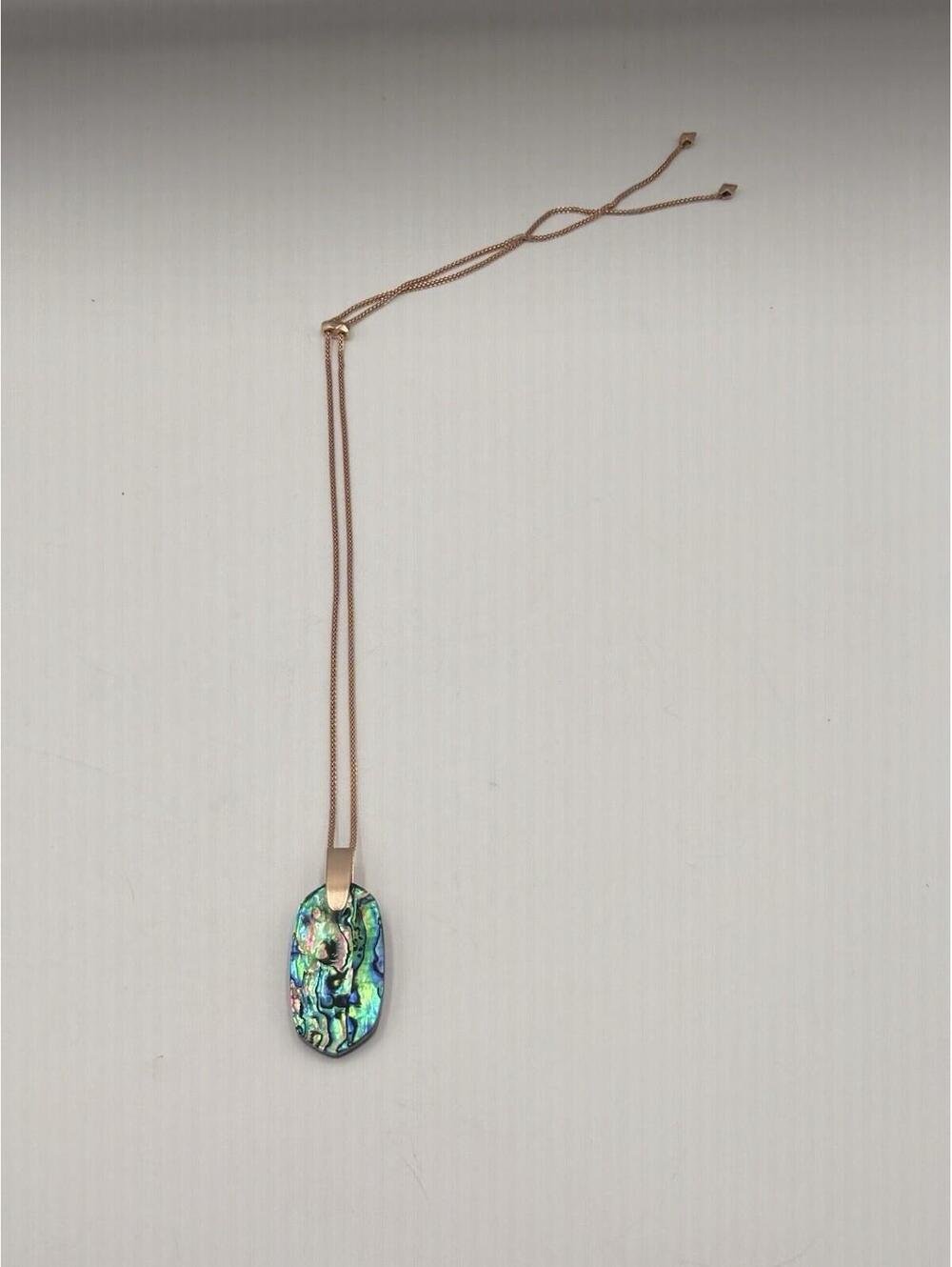Kendra Scott Rose Gold Tone Abalone Pendant Slider Chain Necklace